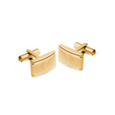 Gold Finish Stainless Steel Cuff Links with Lined Edge